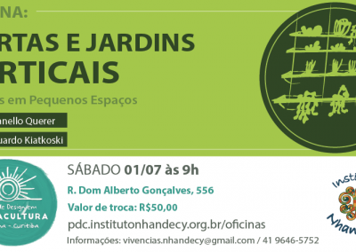 01 de julho – Oficina: Hortas e Jardins Verticais – Cultivo em pequenos espaços