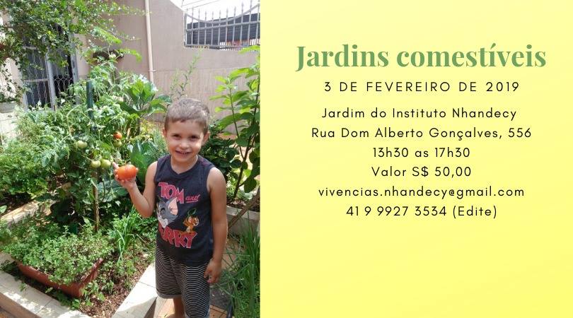 Oficina de Jardins Comestíveis – Dia 03 de fevereiro, das 13:30 às 17:30h