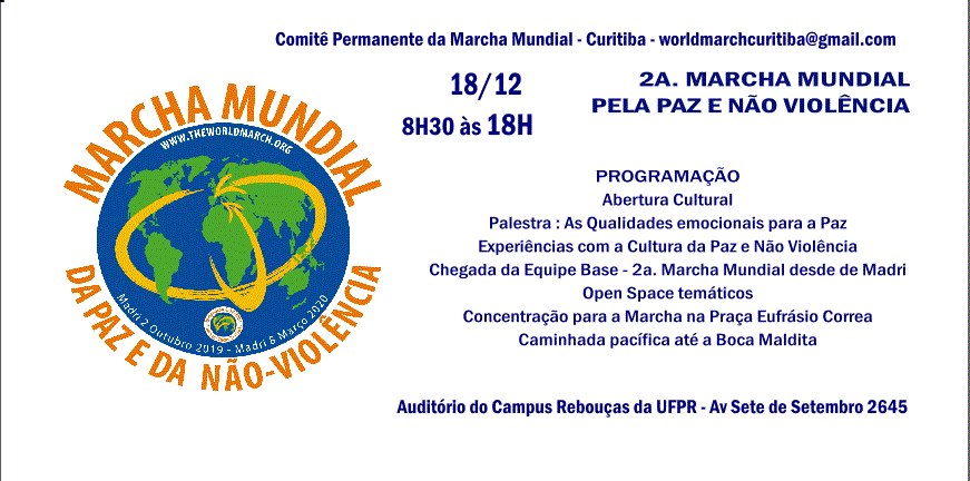 Evento da 2° Marcha Mundial pela Paz e Não-violência em Curitiba – 18 de Dezembro
